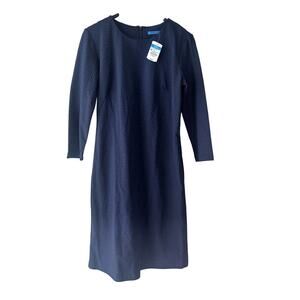 J.McLaughlin Sophia Dress Navy Radio Waves Jacquard Size XS 3/4 Sleeve NWT